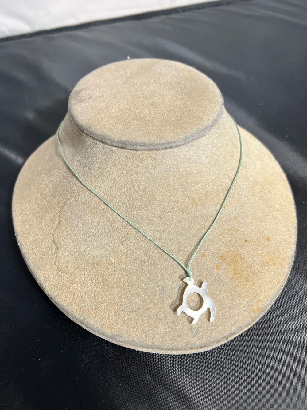 Hawaiian Honu Aqua Natural Sea Pearl Shell Carved Green Sea Turtle Necklace